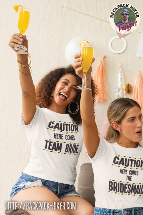 Tricou petrecerea burlacitelor - Caution - here comes team bride