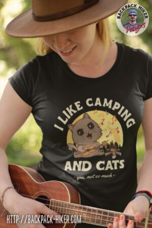 Funny camping t-shirt - I like camping and cats