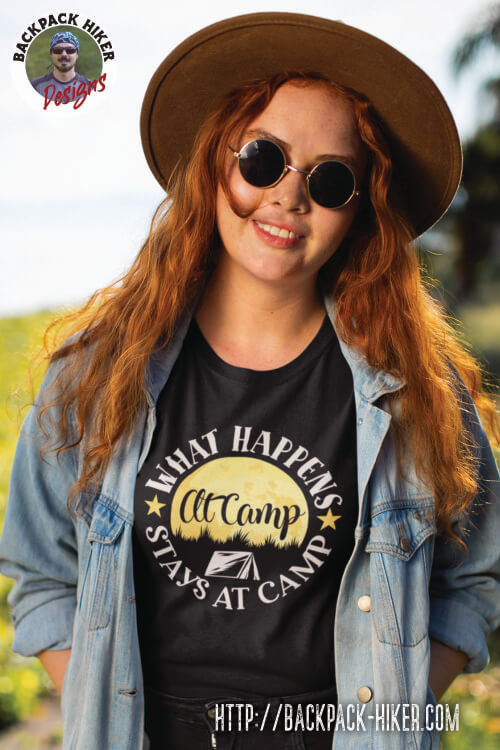 Cool hiking t-shirt - What happens at camp