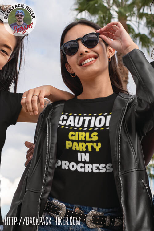 Bachelorette party t-shirt - Caution - girls party in progress
