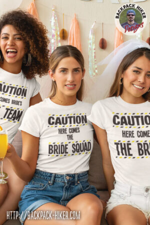 Bachelorette party t-shirt - Caution - here comes the bride squad