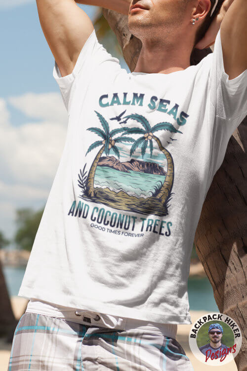 Summer vacation t-shirt - Calm seas and coconut trees