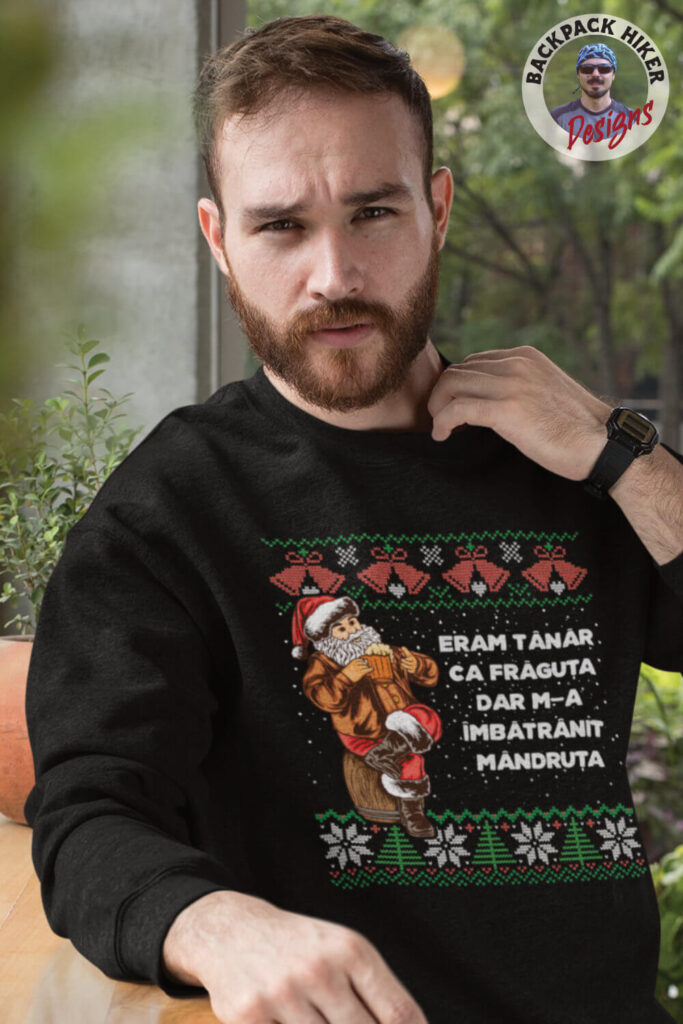 Bluză haioasă cu motive de Crăciun - Eram tanar ca fraguta