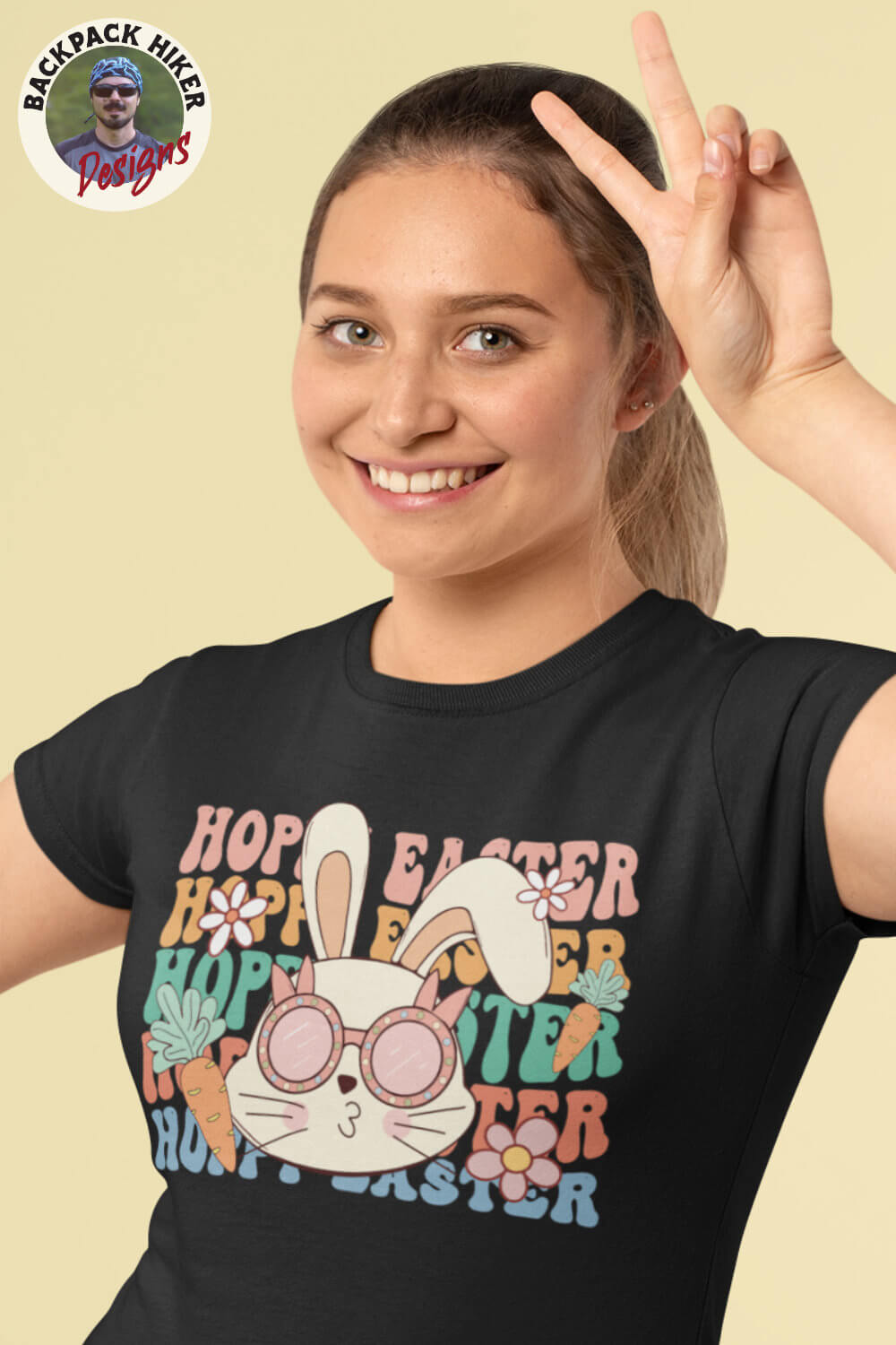 Cadou de Paste - Tricou Retro Groovy - Hoppy Easter