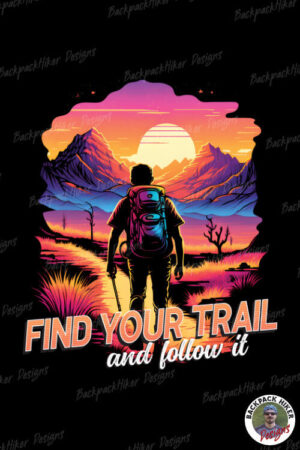 Tricou in stil synthwave - Find your trail and follow it