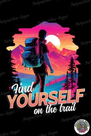 Tricou in stil synthwave - Find yourself on the trail