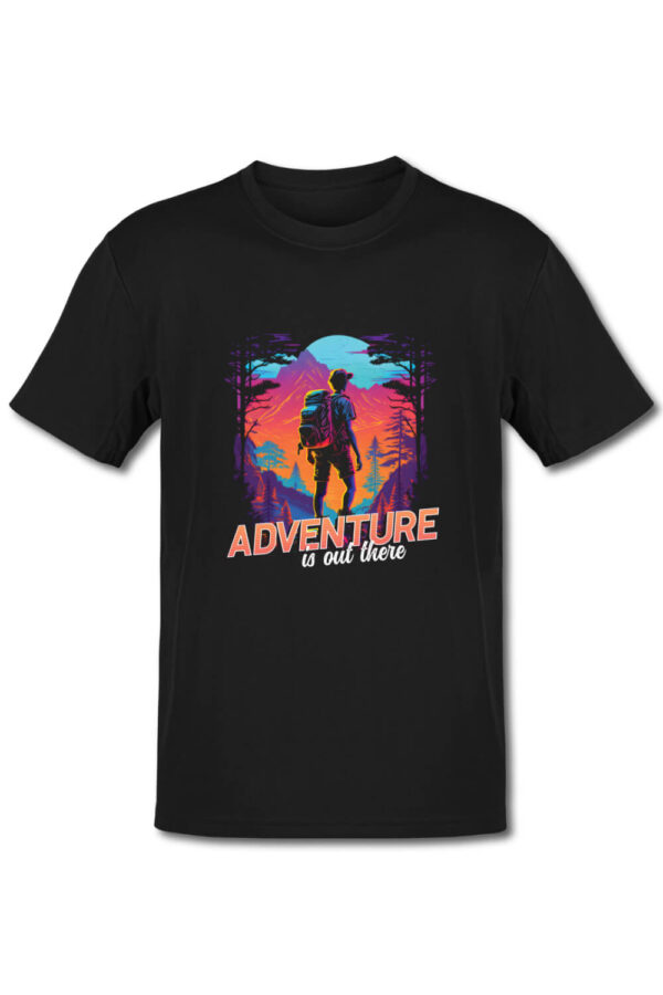 Tricou in stil synthwave - Adventure is out there