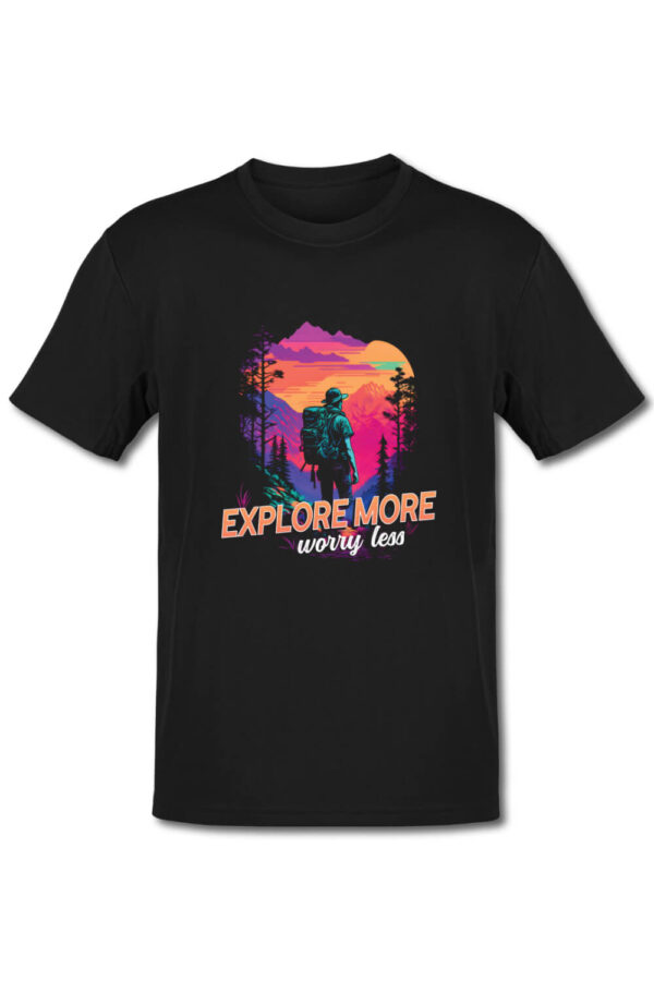 Tricou in stil synthwave - Explore more worry less