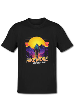 Tricou in stil synthwave - Hike more worry less